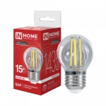 Лампа светодиодная LED-ШАР-deco 15Вт 230В Е27 4000К 1435Лм прозрачная IN HOME