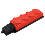 NE-AD Колодка штепсельная 4-гн. с крышками, с/з, 16А, IP54 (каучук).Красный