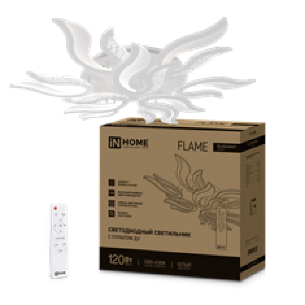 Светильник светодиодный ELEGANT FLAME 120Вт 230В 3000-6500K 8400Лм 1035х895х120мм c пультом ДУ белый